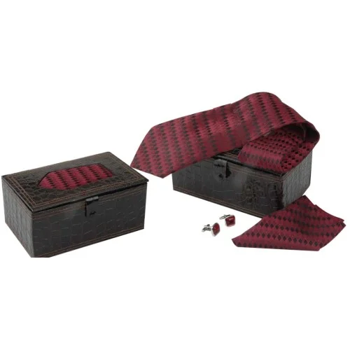Maroon Majesty Tie, Cufflink & Pocket Square Set